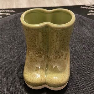 Charming Green and Brown Boot Vase